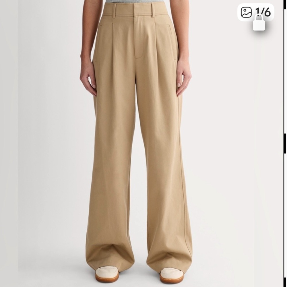 Everlane Draper Wide Leg Tailored Pants Tan 2 (short)